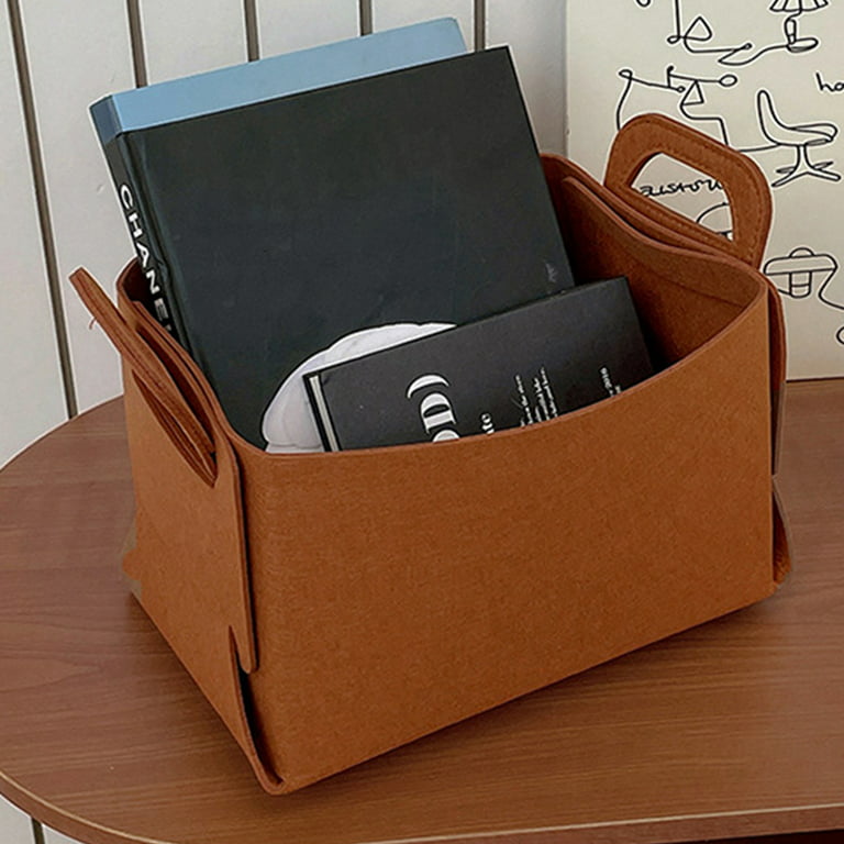 Travelwant Leather Storage Bin Baskets • Original, Durable, Foldable  Leather Bins for Organizing Tiny Home Essentials • Cute, Decorative Shelf,  Table or Desk Organizer Solution 