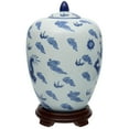 thumbnail image 2 of 11" Dragon Blue & White Porcelain Vase Jar, 2 of 7