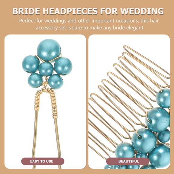 ETEREAUTY 1Set Green Hair Pins for Wedding Bridal Hair Accessories Elegant U Shaped Hairpin for Brides