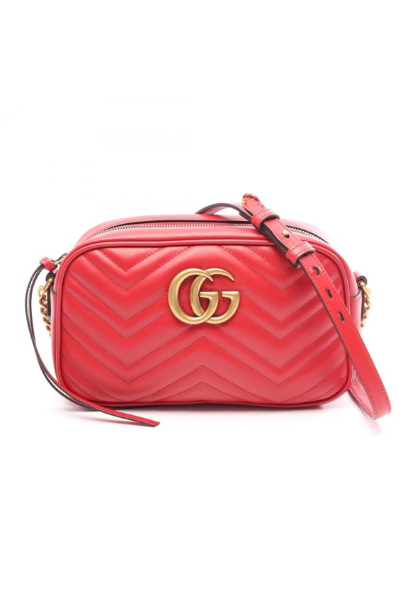 Pre-Owned Gucci GG Marmont Shoulder Bag/Handbag, Leather, Women's, Red, 447632
