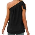 thumbnail image 5 of Usmixi Womens Shirts Sleeveless Slash Neck Solid Tank Tops Summer Tie One Shoulder Lightweight Chiffon Jacquard Vest Blouses Black L, 5 of 7