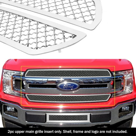 2018-2020 Ford F-150 King Ranch Square Mesh Style/2018-2020 Ford F-150 Plantium Square Mesh Style Stainless Steel Polished Finish 2.5 Mm Wire Mesh Mesh Grille