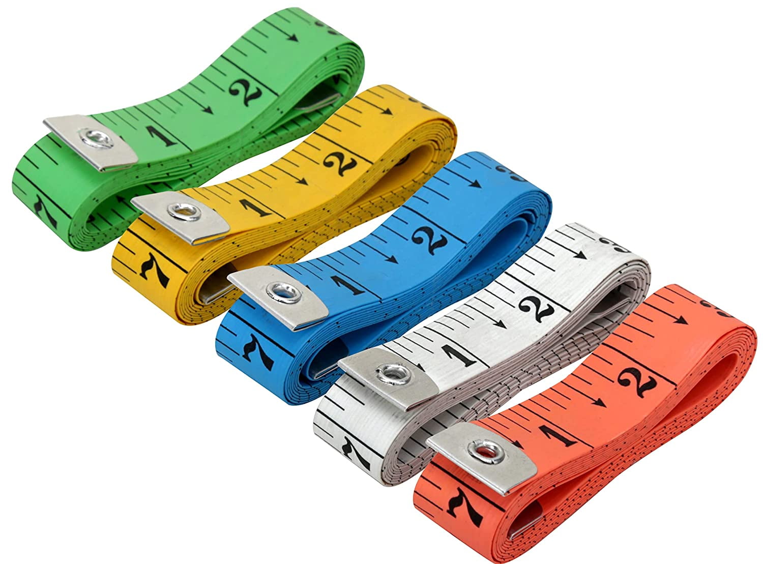 Pack of 5 Flexible Tape Measure, Accurate Dual Scale Standard & Metric