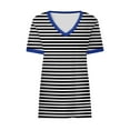 thumbnail image 4 of gakvbuo Plus Size Summer Tops For Women Tops Dressy Casual Tunic Tops To Wear With Leggings Women's Patchwork Short Sleeve Tops V Neck Casual Packets Shirts Loose Blouse, 4 of 5
