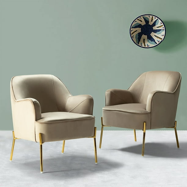 14 Karat Home Modern Accent Armchair, Set of 2 Sofa Side Chair for