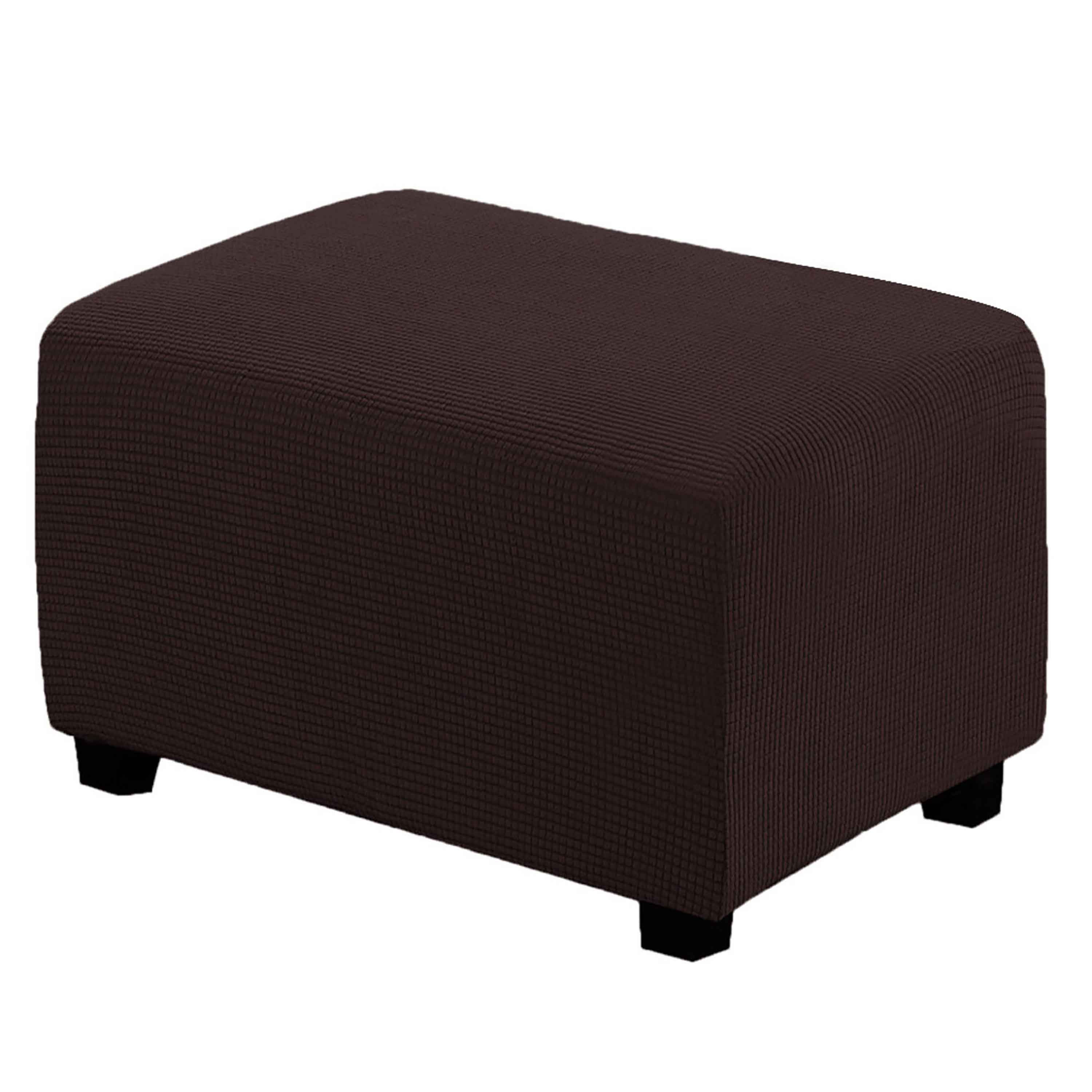 Ottoman Cover Rectangle,Solid Color Checkered Stretch Ottoman Cover
