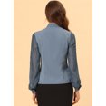 thumbnail image 3 of INSPIRE CHIC Blusa De Manga Larga De Gasa Con Cuello Anudado Para Mujer Azul gris claro XL, 3 of 4