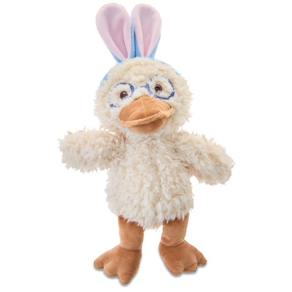 Medium Duck Plush with Bunny Ears and Glasses, Cream, 14", Easter by Way To Celebrate