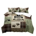 thumbnail image 2 of LUVIVIHOME 2PCS Cabin Farmhouse Bedding Set, Twin Duvet Cover, Bear Deer Elk Moose Woodland Animals Hunting Country Rustic Lodge Quilt Brown Plaid Patchwork Sage Green Comforter Cover, 1 Pillow Sham, 2 of 7