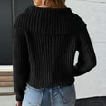 thumbnail image 6 of successthop Sweaters for Women Cropped Long Sleeve Tops Collar Pullover Outwear Ribbed Cuff Crochet Floral Clothes Black, 6 of 6