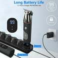 thumbnail image 5 of Rirool 5-in-1 Body Hair Trimmer for Men, Waterproof Electric Razor w/ LED Display, 3 Magnetic Heads, 90min Runtime, USB/Base Charging, Nose Ear Beard Groin Pubic Trimmer, Black, 5 of 8