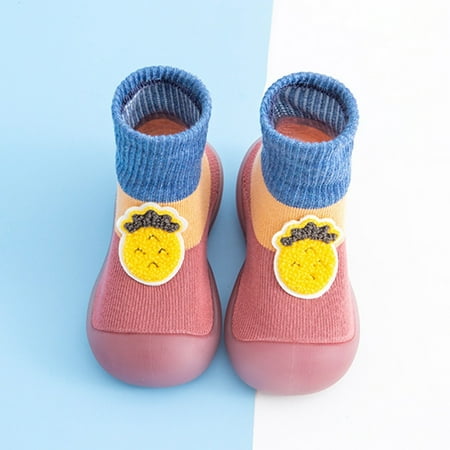 

Hunpta Toddler Shoes Infant Boys Girls Fruit Pattern Socks Shoes Toddler Fleece WarmThe Floor Socks Non Slip Prewalker Shoes