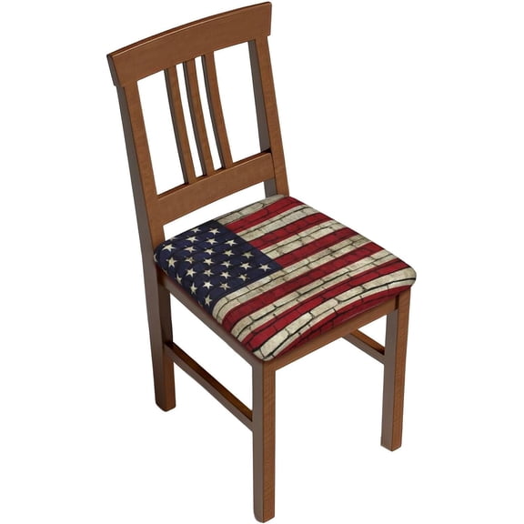 6 Packs Removable Chair Seat Covers for Dining Room, USA Flag on The Wall Stretchable Wedding Party Chair Slipcovers Cushion Protector Patriotic Furniture Decor, 16.9x16.9 Inches
