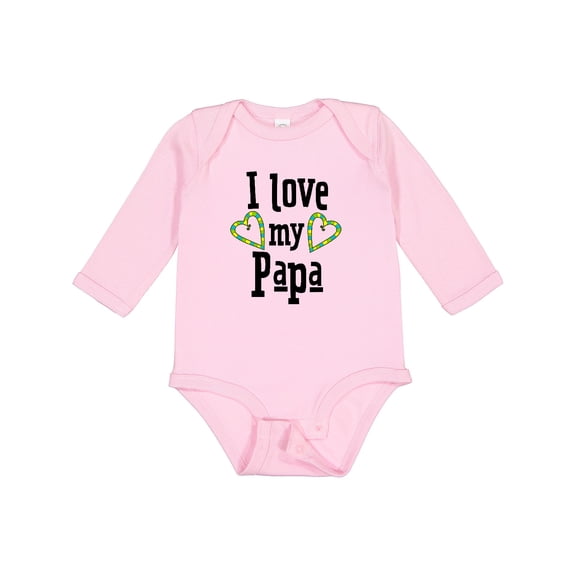 Inktastic I Love my Papa- hearts Boys or Girls Long Sleeve Baby Bodysuit
