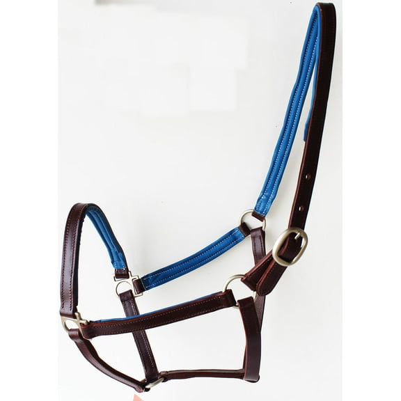 Horse English Padded Leather  PONY Western  Show Halter Blue 803H209BLP