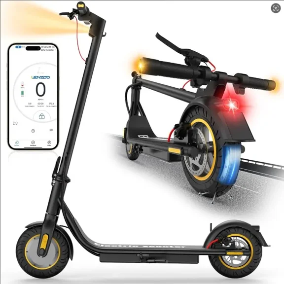 Electric Scooter for Men and Women 10" Solid Tires, 500W Motor, 19MPH Power by 500W Motor Max 21 mile Range Folding Commuting E Scooter