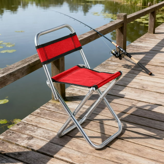 Silla Plegable Para Barbacoa Y Pesca, Con Respaldo Ligero Y Taburete Compacto, Ideal Para Acampar Al Aire Libre, Ir De Fiesta Y Pescar, 1 Unidad, Color Azul, UKHBMC