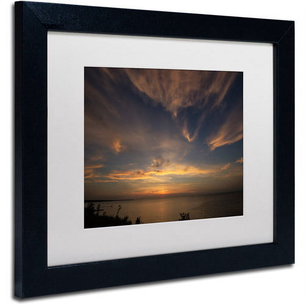 Trademark Fine Art "Another Amazing Sunset on Lake Erie" Canvas Art by Kurt Shaffer White Matte, Black Frame