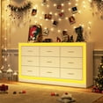 thumbnail image 5 of White Dresser for Bedroom, 63" Wood 9 Drawer Dresser with LED Light, Long Dressers & Chests of Drawers with Deep Drawers, 34" Tall Storage Cabinet for Bedroom, Living Room, Hallway, 5 of 8