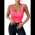 thumbnail image 3 of Top Corto Sexy Sin Mangas Ajustado con Tirantes Básicos para Mujer 2025 Rojo Rosa M, 3 of 7