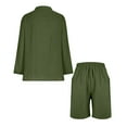 thumbnail image 4 of Aofany Women Summer Cotton Linen Short Sets 2 Piece Lounge Shorts Casual Button V Neck Tops Loose Beach Vacation Two Piece Outfits Tracksuits, 4 of 8
