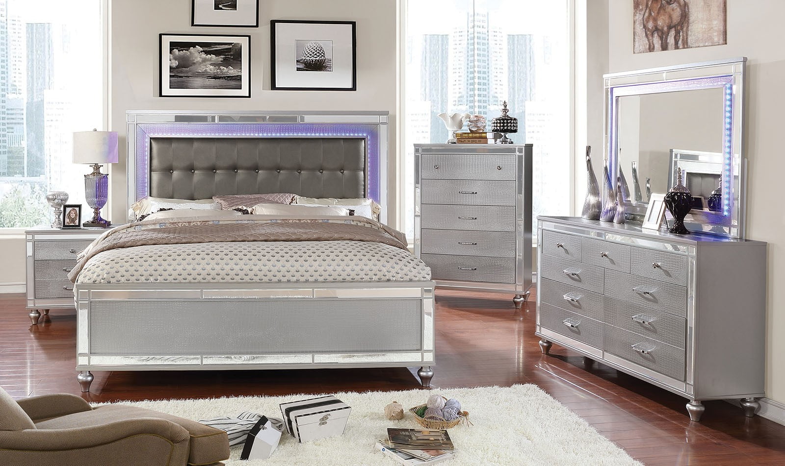 contemporary silver set bedroom furniture