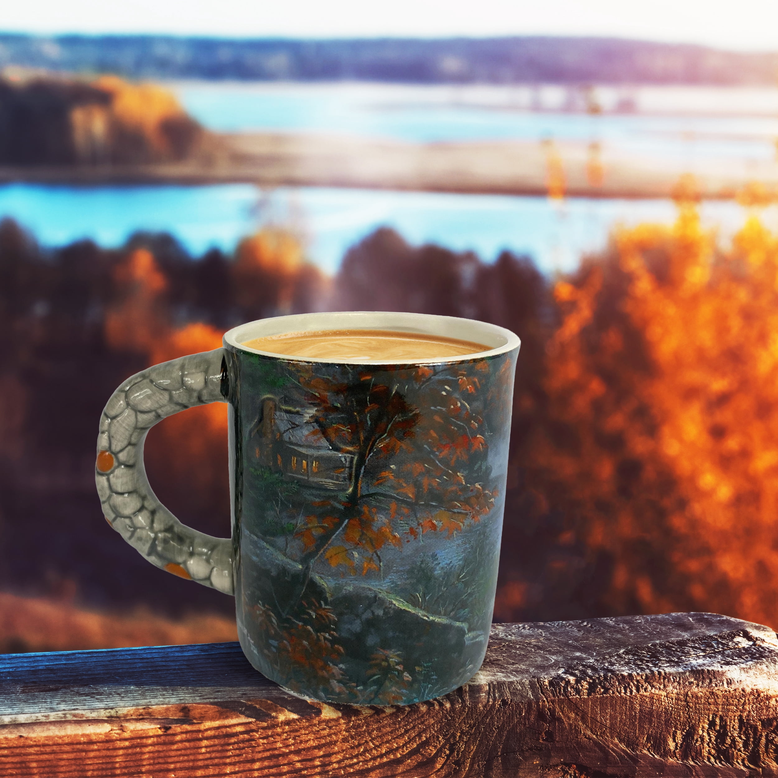 Rivers Edge Products Black Bears 3D Ceramic Coffee Mug with Handle, 15 Ounces, Espresso Cups and Coffee Cups Ceramic, Perfect for Coffee, Expresso, Latte, or Tea, Bear Scene