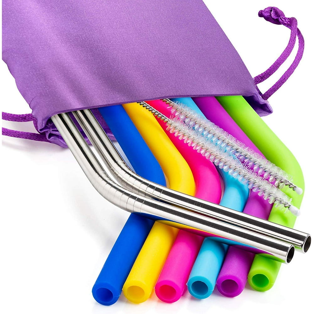 Drinking Straws Stirrers Multi-color Silicone Reusable Drinking Straws for 30 oz Tumbler