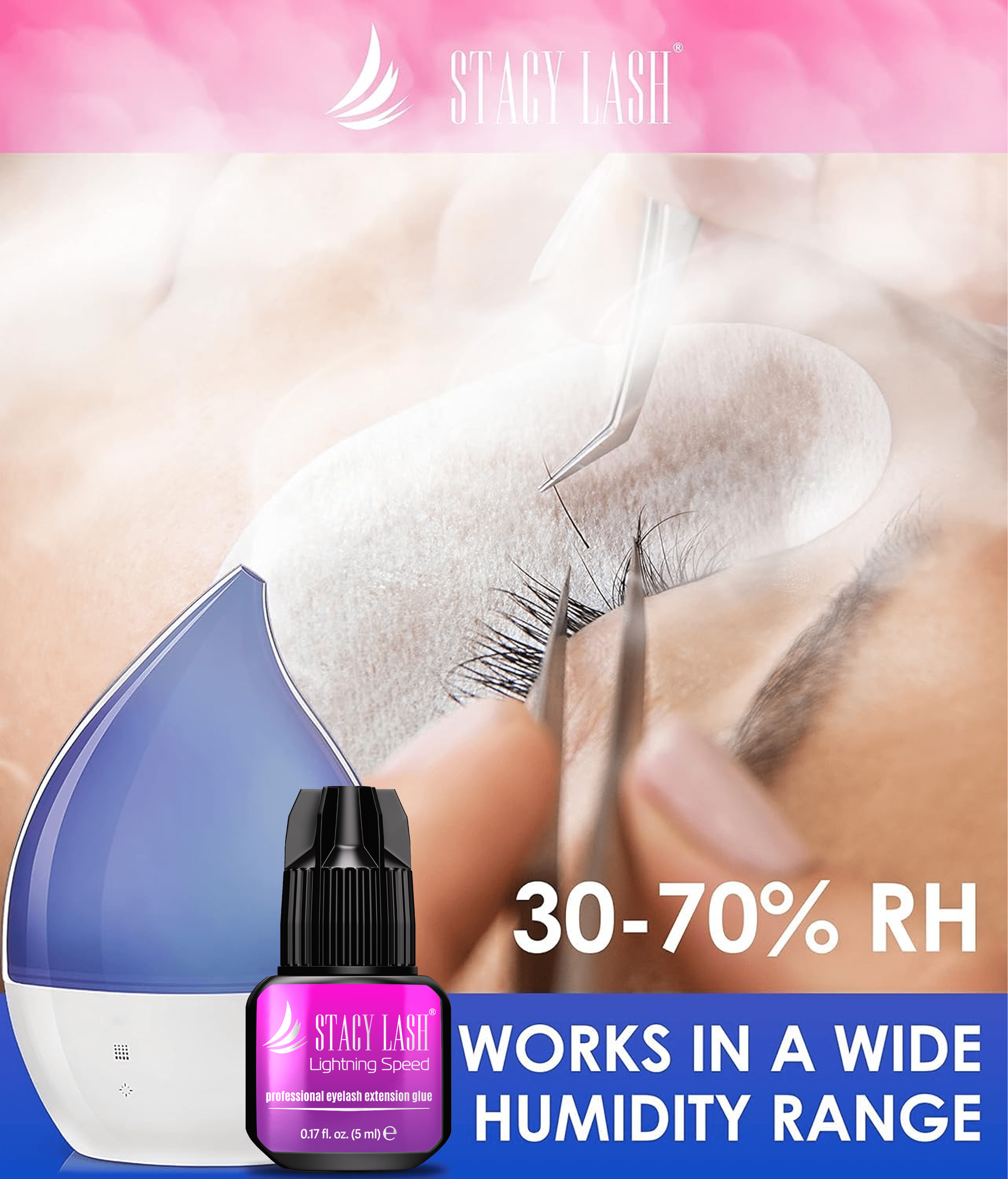 Stacy Lash Lightning Speed Eyelash Extension Glue (5ml/ 0.17 fl. oz) / Black Cyanoacrylate Adhesive /Fast Drying Time & Strong Retention / Professional Use Only