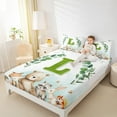 thumbnail image 4 of Feelyou Kawaii Bear Rabbit Twin Sheet Sets, Watercolor Cartoon Animal Twin Fitted Sheet, Initial L Letter Theme Flat Sheet, Lightweight Room Decor, 3-Piece, 4 of 7