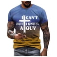 thumbnail image 1 of TSADFHJI Hauts pour Hommes Manches Courtes Mode Décontractée T-Shirt Imprimé TG Bleu Clair, 1 of 6