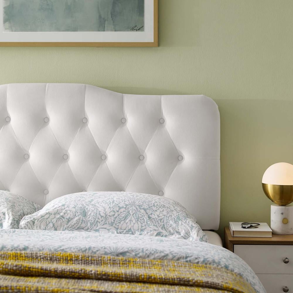 Modway Annabel Queen Diamond Tufted Performance Velvet Headboard in White