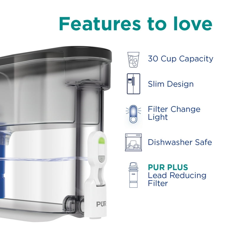  PUR PLUS Large Filtered Water Dispenser, 30 Cup – Includes 1  PUR PLUS Water Pitcher Filter, 1 Count (Pack of 1): Home & Kitchen