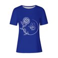 thumbnail image 4 of Tops de Ajuste Suelto para las Mujeres Sudadera Casual Impresa Manga Corta Cuello Redondo Superior, Poliéster, 4 of 4