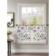 thumbnail image 2 of Sheer Curtains 54 Inch Length 2 Panels Set for Kitchen, Pueple Pink Flower Semi Sheer Curtains for Windows, Pastoral Pastel Pink Boho Floral Leaf Voile Window Treatments Rod Pocket Curtain, 2 of 7