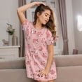 thumbnail image 3 of Balery Fox Pattern Womens Short Sleeve Sleepshirt Scoopneck Cute Nightdress Comfy Nightgown Loungewear Dress, 3 of 6