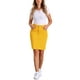 thumbnail image 2 of Faldas de mezclilla para mujer INSPIRE CHIC, desgastadas, de cintura alta, con dobladillo rasgado, faldas de jeans lavadas con bolsillos M amarillo, 2 of 5