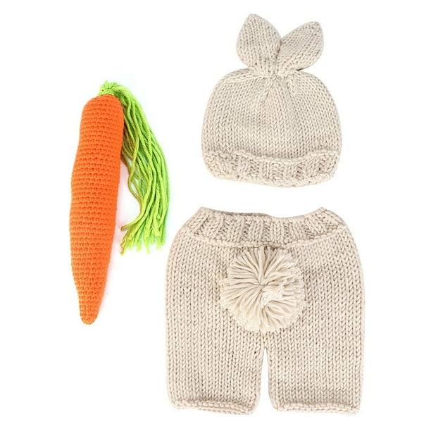 Juego De Muñecas De Pantalones De Sombrero De Conejo De Bebé Recién Nacido, Lana Suave, Adecuada Para Bebés De 0 A 6 Meses, Ideal Para Fotografía De Bebé, Lleno De Diversión