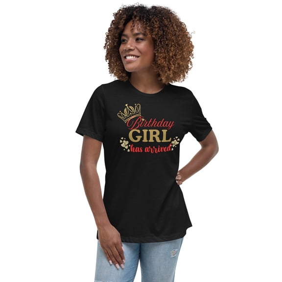Birthday Girl Shirt Women's Relaxed T-Shirt, Women Tshirt Graphic, Women T Shirts Short Sleeve (Black, S)