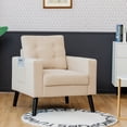 thumbnail image 2 of Topbuy Modern Armrest Accent Single Sofa Upholstered Living Room Chair with 2 Side Pockets Beige, 2 of 10