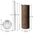 thumbnail image 3 of 20oz Insulated Tumbler with Lid and Straws - Stainless Steel Double Vacuum Leopard Coffee Tumbler for Home, Office, Party, 3 of 6