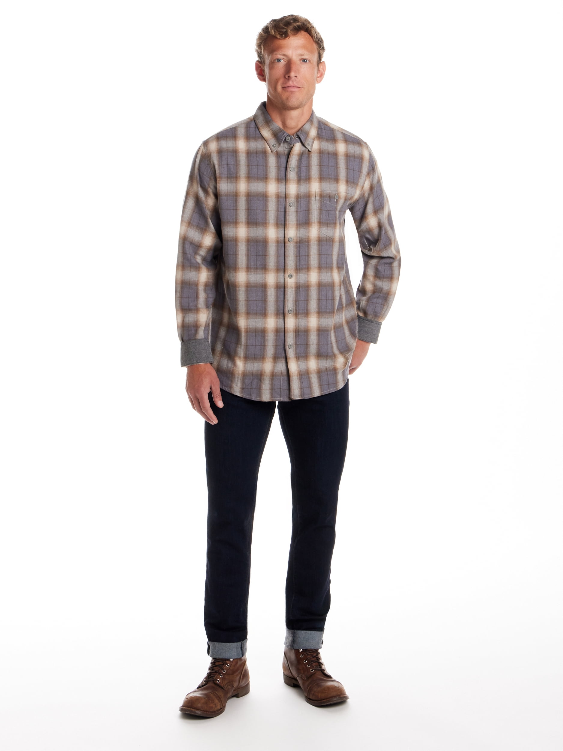 Frontier Threads Men's Long Sleeve Button Down Traditional Plaid Flannel