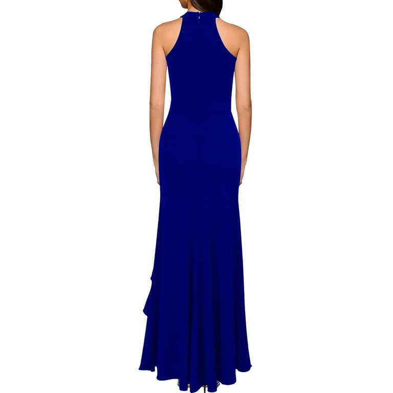 strapless open back dress Dark Blue 1960s V-Neck Pleated Velvet Dress