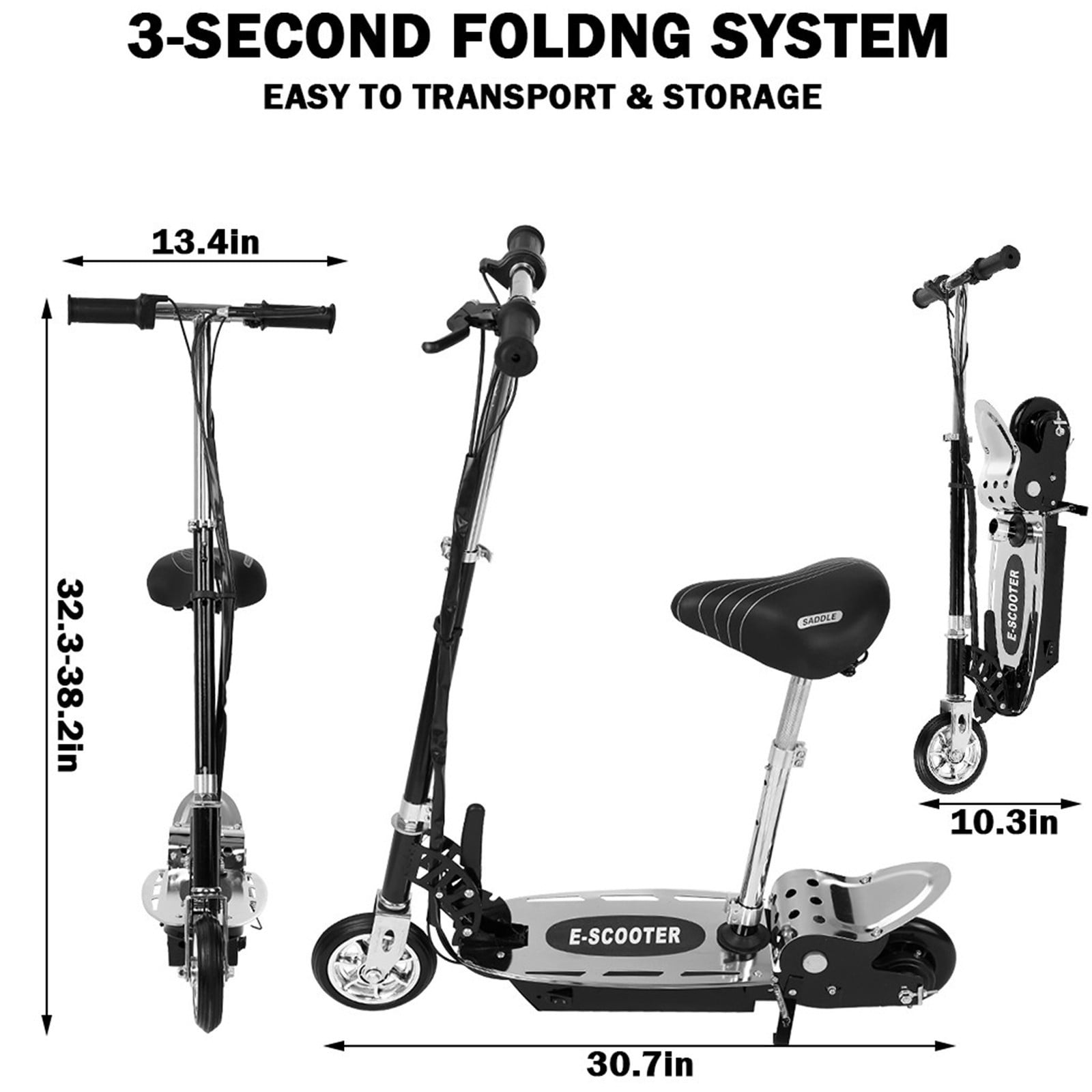 Details about   6'' 120W Upgrade Electric Scooter With Adjustable Handlebar And Movable Seat 