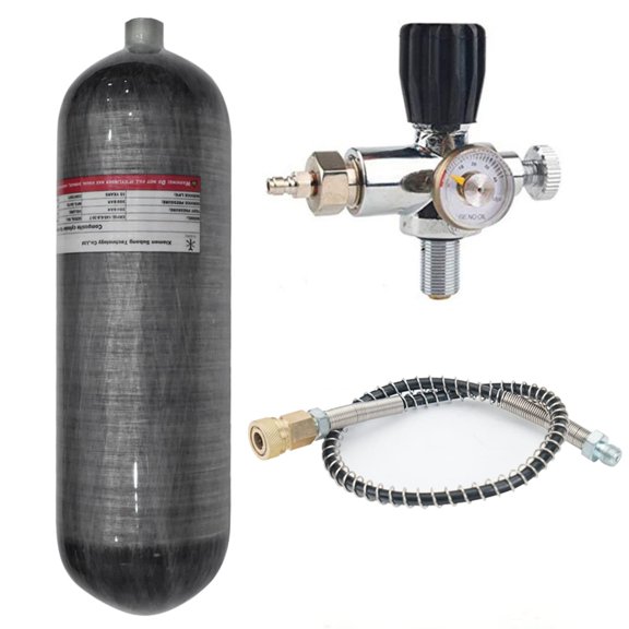 TUXING 6.8L 4500psi Carbon Fiber Air Tank（Empty Bottle）& Paintball Fill Station with Valve Regulator Gauge for PCP Game