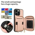 thumbnail image 4 of Dteck Crossbody Wallet Case for iPhone 13 Pro Max, Zipper Wallet Card Case, RFID Blocking with Adjustable Shoulder Strap,Women Leather Phone Cover, Pink, 4 of 8