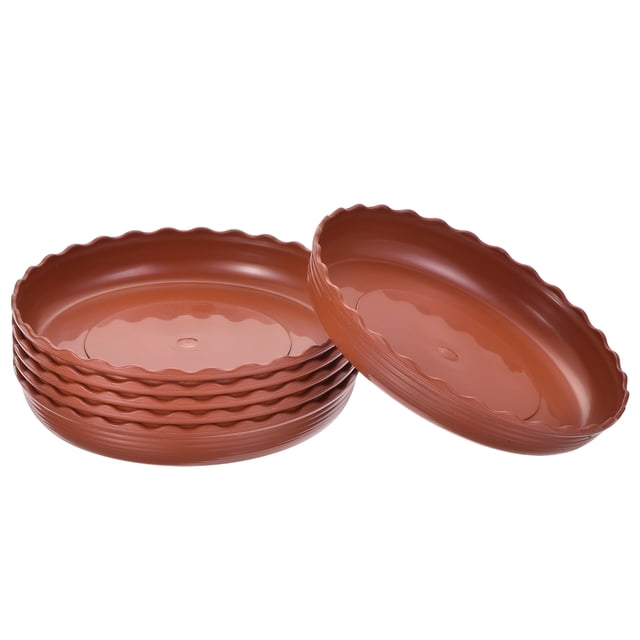 Unique Bargains 5.3' Plastic Wave Round Plant Pot Saucer Flower Drip Tray, Red 6 Pack