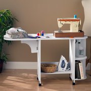 Sauder Sewing and Craft Table, Soft White Finish