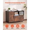 thumbnail image 2 of Wood Mobile Lateral File Cabinet with Lockable Rolling Storage Adjustable Shelves Open Shelving Rustic Brown Free Standing Printer Stand for Home Office School, 2 of 6