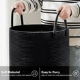 thumbnail image 6 of Large Natural Cotton Rope Laundry Hamper Basket with Handles – Tall Woven Storage for Dirty Clothes, Blankets, Toys in Bedroom or Living Room, 6 of 7